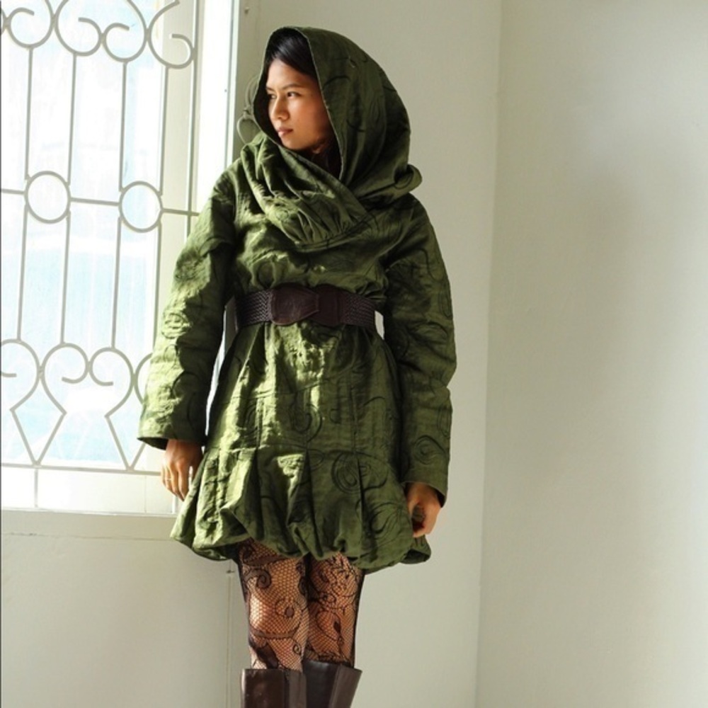 Cocoricooo Linen Hoodie Coat Dress